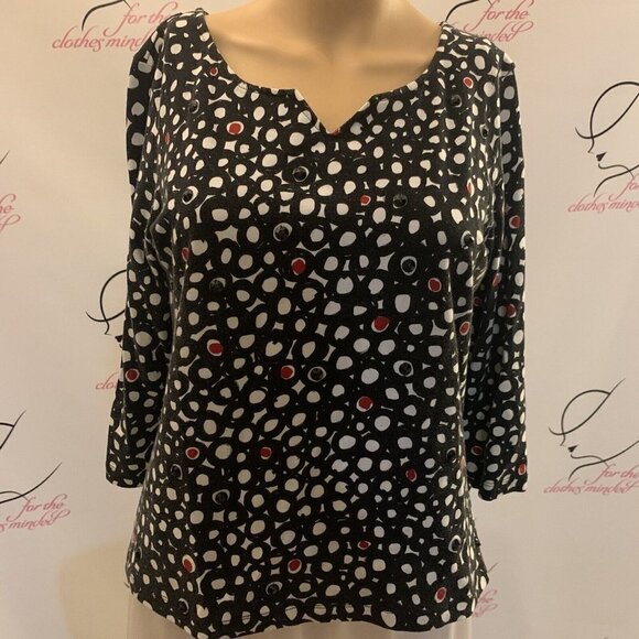 Ruby Rd. Size PM. 3/4 Sleeve Cotton Knit Pullover. Beaded. B73. - Picture 1 of 6